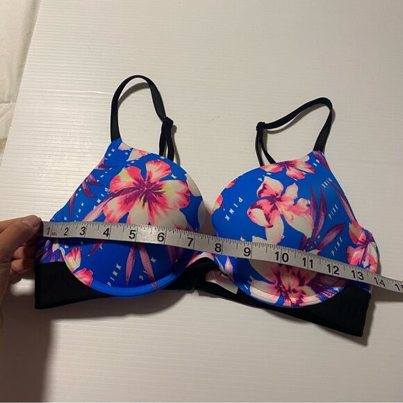 Victoria's Secret PINK wear everywhere Push up Bra blue tropical floral 32D - Picture 6 of 14